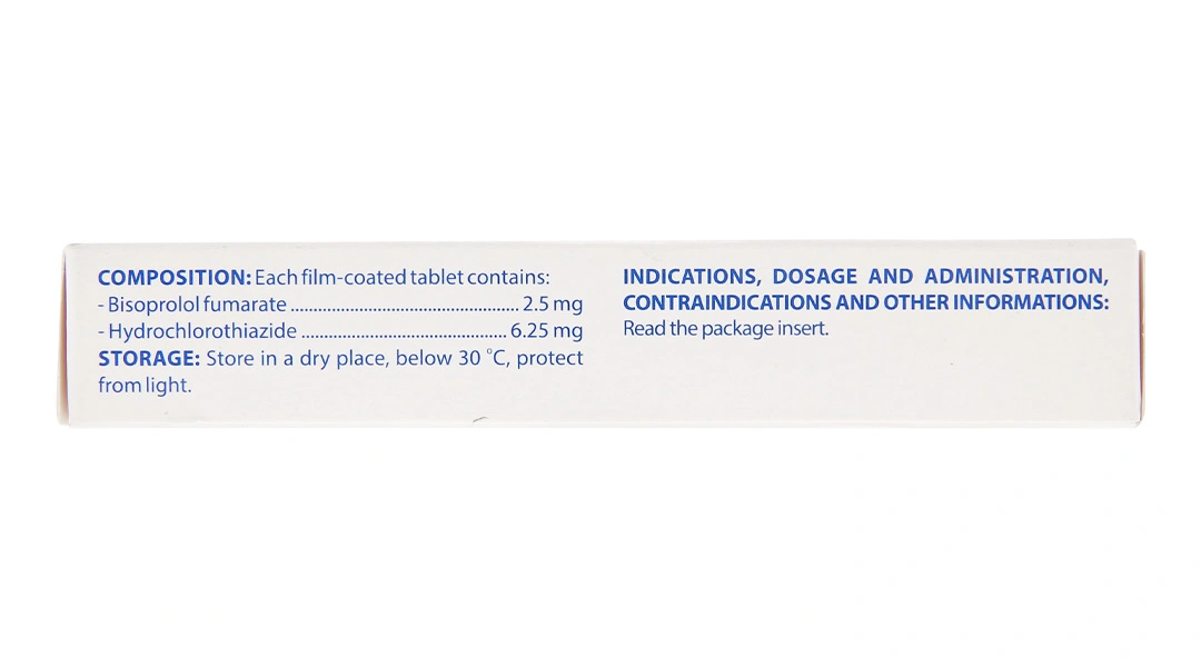 Domecor Plus 2.5mg/6.25mg trị tăng huyết áp từ nhẹ đến trung bình (3 vỉ x 10 viên) - 3