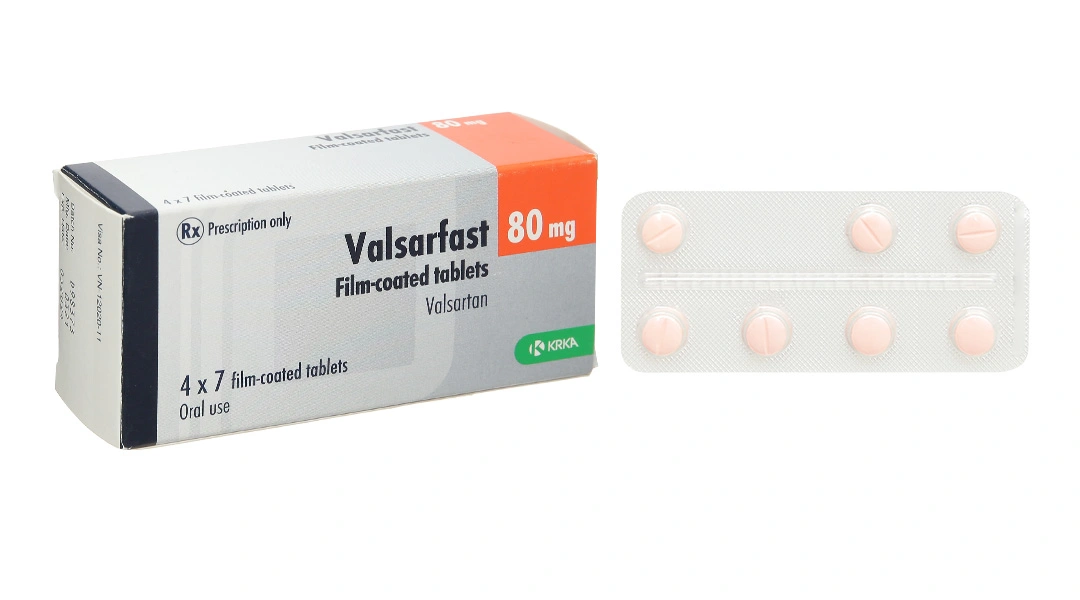 Valsarfast 80mg trị tăng huyết áp vô căn, nhồi máu cơ tim, suy tim (4 vỉ x 7 viên) - 