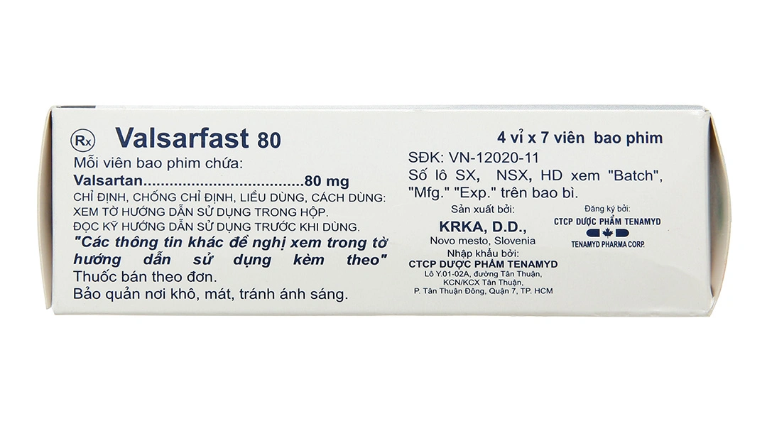 Valsarfast 80mg trị tăng huyết áp vô căn, nhồi máu cơ tim, suy tim (4 vỉ x 7 viên) - 2