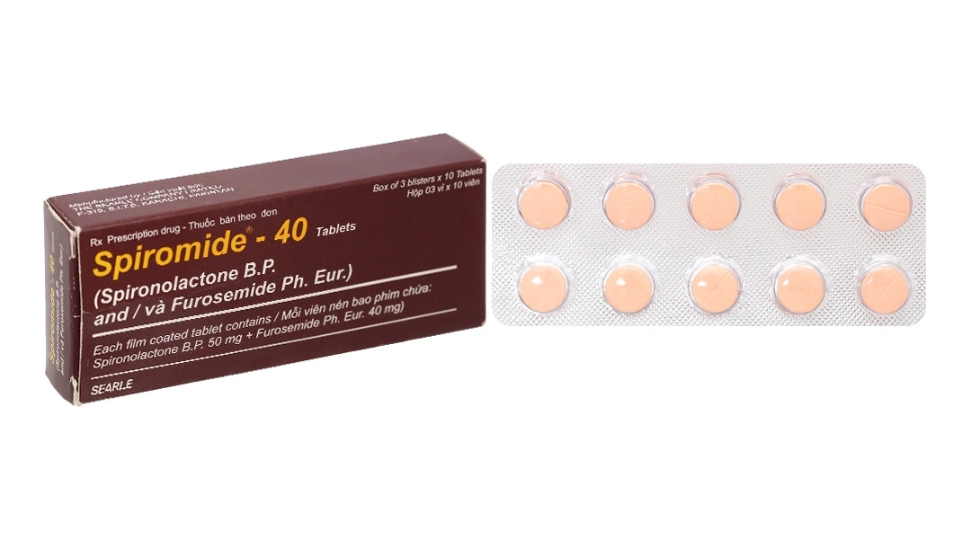 Spiromide - 40 Tablets trị phù, tăng huyết áp (3 vỉ x 10 viên) - 