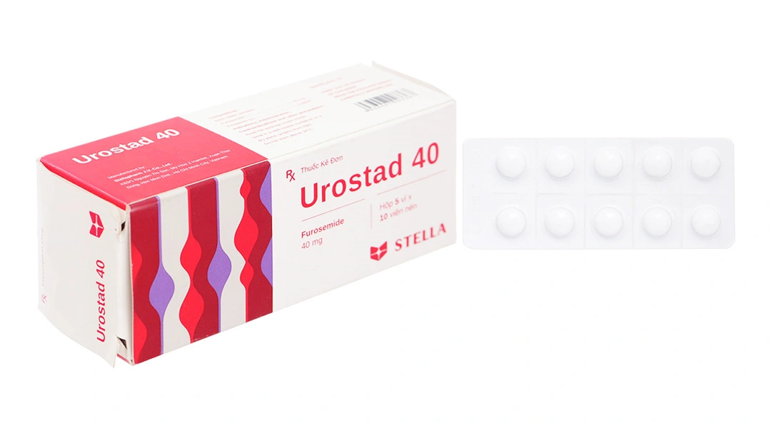Urostad 40 trị phù phổi cấp, phù do tim, gan, thận (5 vỉ x 10 viên) - 