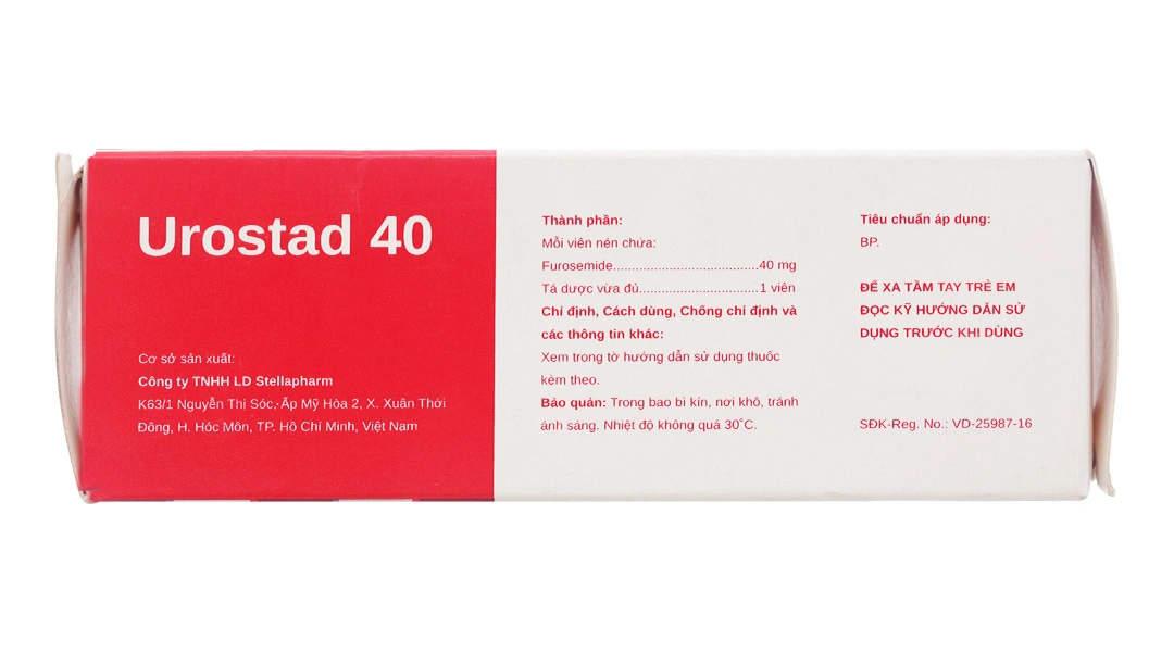 Urostad 40 trị phù phổi cấp, phù do tim, gan, thận (5 vỉ x 10 viên) - 3