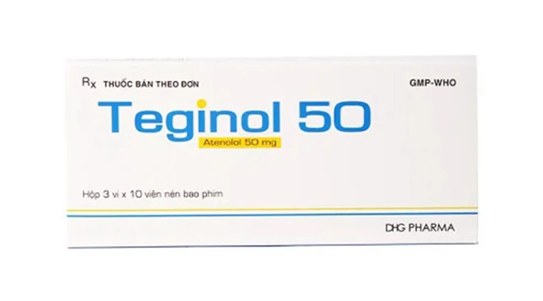 Teginol 50 trị tăng huyết áp, đau thắt ngực (3 vỉ x 10 viên) - 