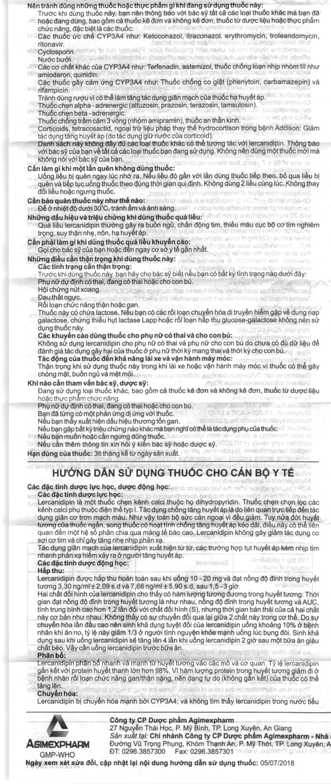 Lercanipin 10mg trị tăng huyết áp đơn liều hoặc phối hợp (3 vỉ x 10 viên) - 7