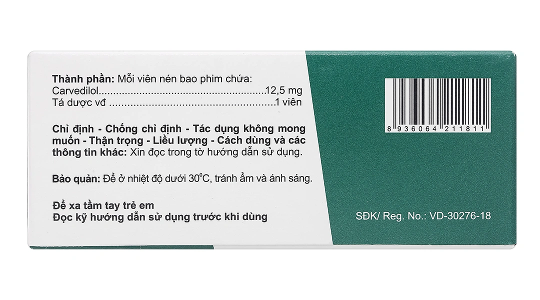 Aucardil 12.5mg điều trị tăng huyết áp, đau thắt ngực ổn định (5 vỉ x 10 viên) - 3