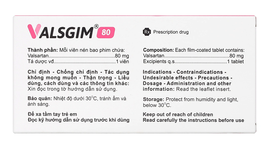 Valsgim 80 trị tăng huyết áp, suy tim (2 vỉ x 14 viên) - 1