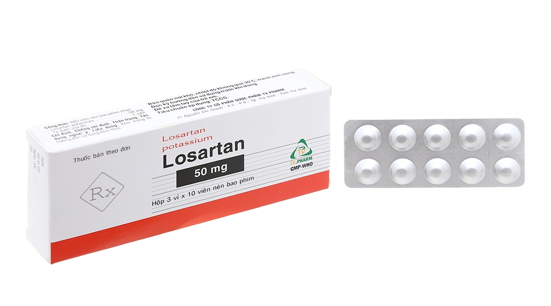 Losartan TV.Pharm 50mg trị tăng huyết áp (3 vỉ x 10 viên) - 