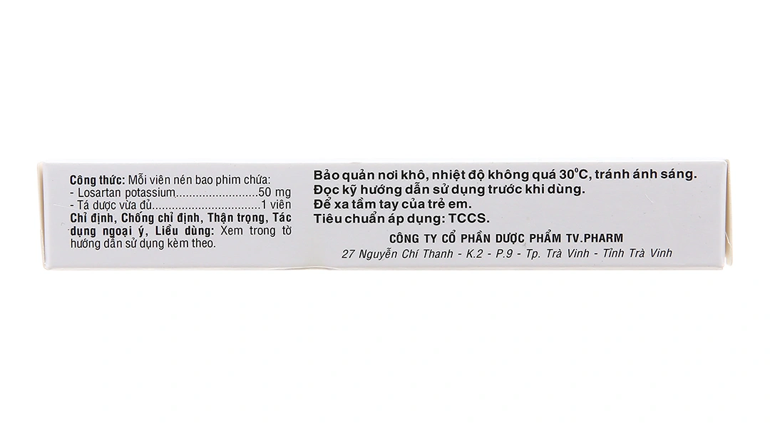 Losartan TV.Pharm 50mg trị tăng huyết áp (3 vỉ x 10 viên) - 2