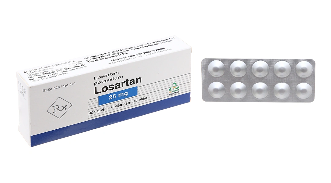 Losartan TV.Pharm 25mg trị tăng huyết áp (3 vỉ x 10 viên) - 
