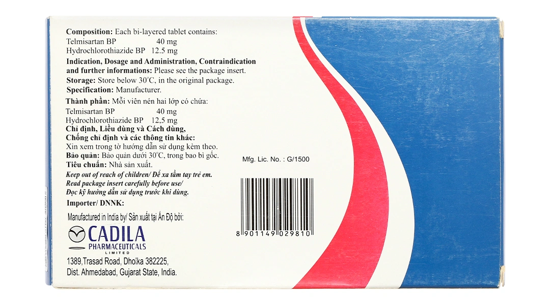 Teli H 40mg/12.5mg trị tăng huyết áp vô căn (3 vỉ x 10 viên) - 1