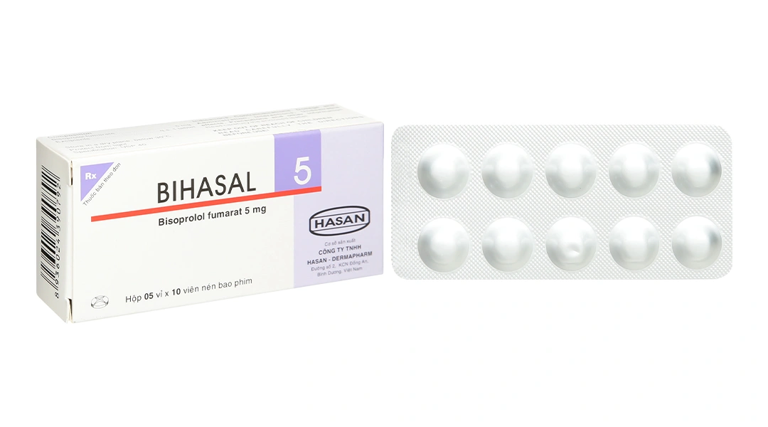 Bihasal 5 trị tăng huyết áp, đau thắt ngực (5 vỉ x 10 viên) - 