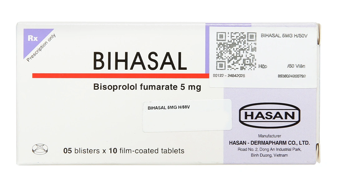 Bihasal 5 trị tăng huyết áp, đau thắt ngực (5 vỉ x 10 viên) - 1