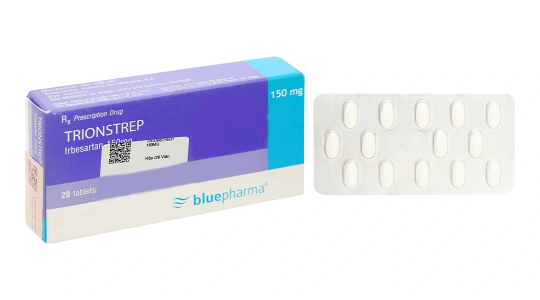 Trionstrep 150mg trị tăng huyết áp, bệnh thận do đái tháo đường (2 vỉ x 14 viên) - 