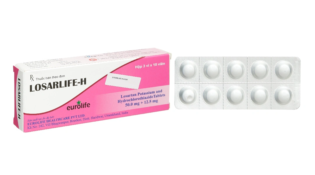 Losarlife-H 50mg/12.5mg trị tăng huyết áp (3 vỉ x 10 viên) - 