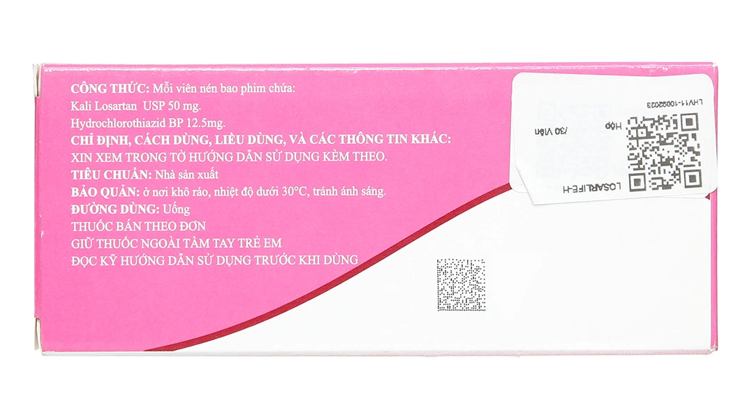 Losarlife-H 50mg/12.5mg trị tăng huyết áp (3 vỉ x 10 viên) - 1