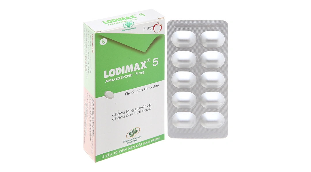 Lodimax 5 trị tăng huyết áp, đau thắt ngực (2 vỉ x 10 viên) - 