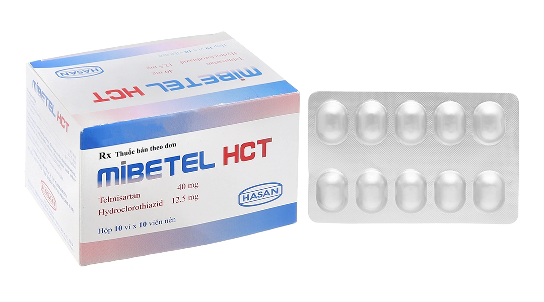 Mibetel HCT 40mg/12.5mg trị tăng huyết áp (10 vỉ x 10 viên) - 