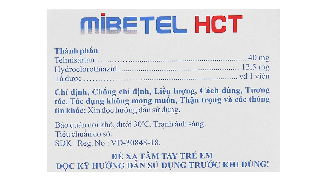 Mibetel HCT 40mg/12.5mg trị tăng huyết áp (10 vỉ x 10 viên) - 5