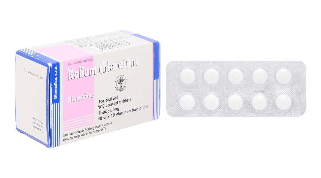 Kalium Chloratum 500mg phòng và trị thiếu kali (10 vỉ x 10 viên) - 
