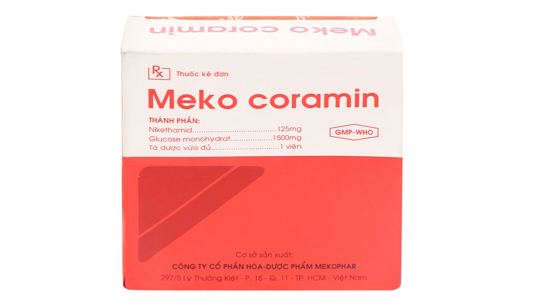 Viên ngậm Meko Coramin trị suy hô hấp, suy tuần hoàn (5 vỉ x 4 viên) - 