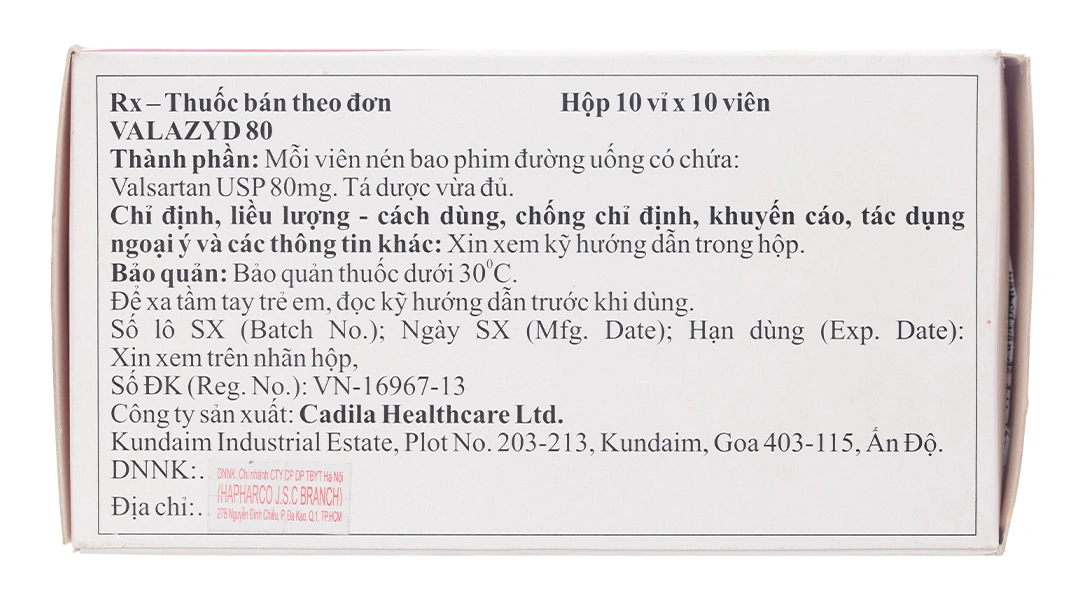 Valazyd 80 trị tăng huyết áp, suy tim (10 vỉ x 10 viên) - 3