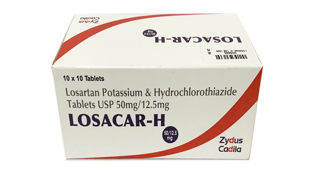 Losacar-H 50mg/12.5mg trị tăng huyết áp (10 vỉ x 10 viên) - 