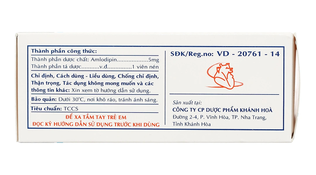 Kavasdin 5 trị tăng huyết áp, đau thắt ngực (10 vỉ x 10 viên) - 3