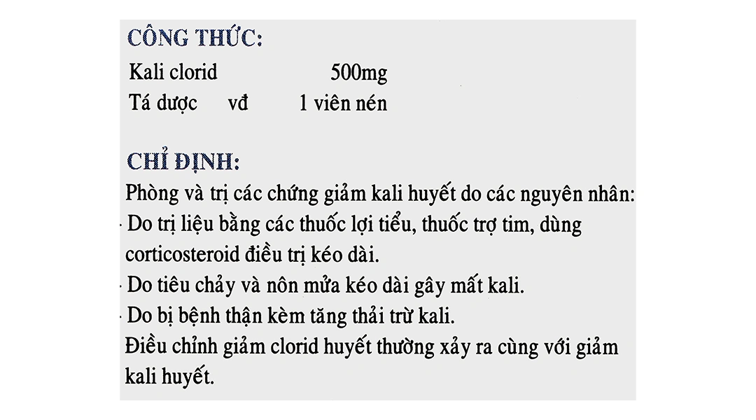 Kali Clorid Nadyphar 500mg phòng và trị triệu chứng giảm kali huyết (10 vỉ x 10 viên) - 8