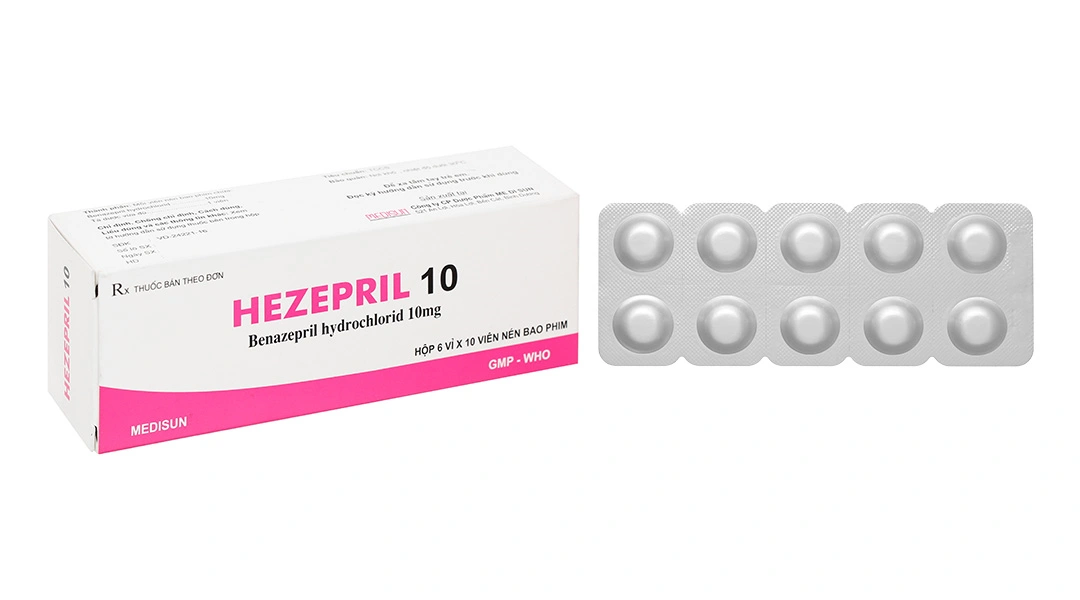 Hezepril 10 trị tăng huyết áp, suy tim sung huyết (6 vỉ x 10 viên) - 