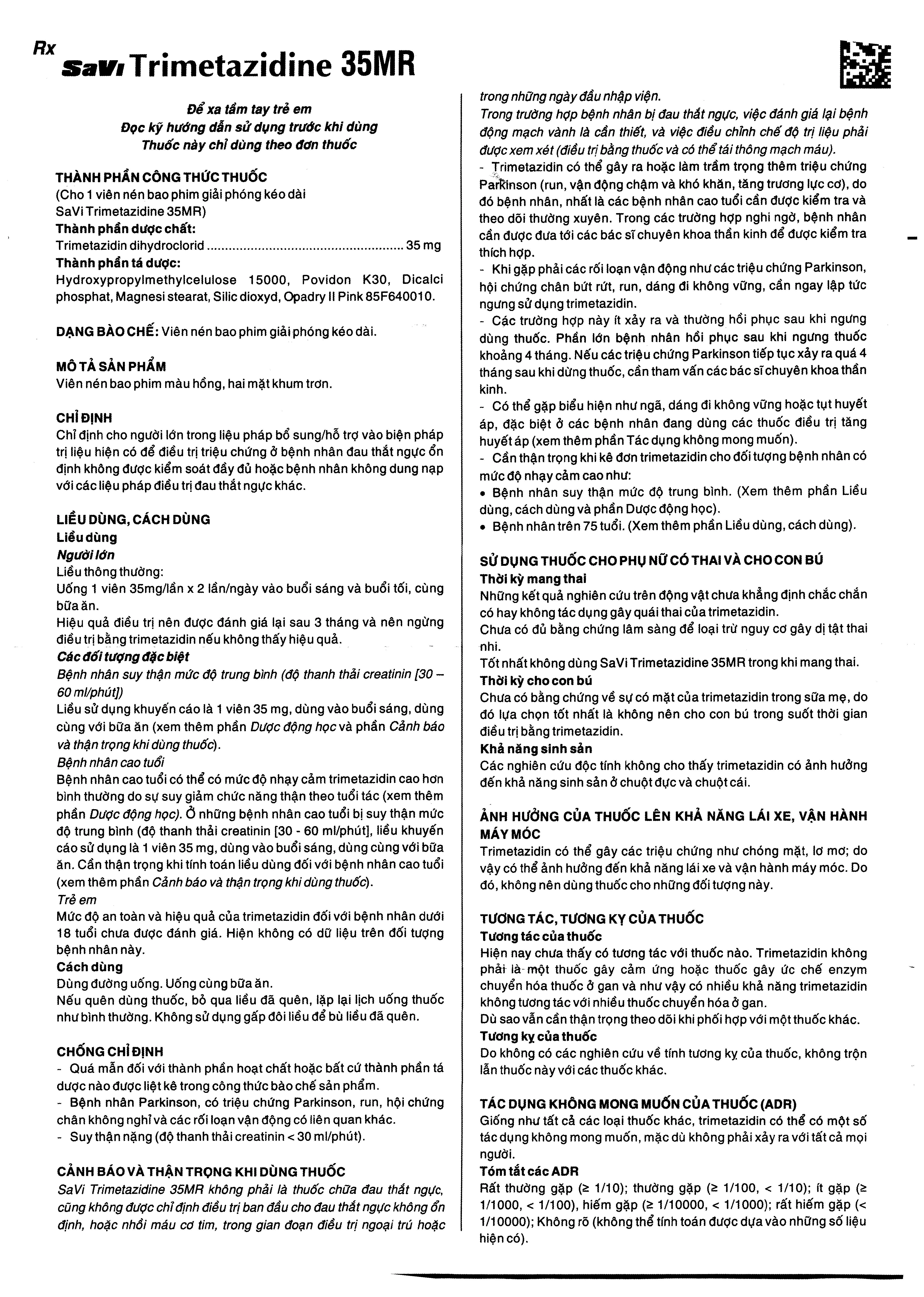 Savi Trimetazidine 35MR hỗ trợ điều trị triệu chứng bệnh đau thắt ngực (3 vỉ x 10 viên) - 4