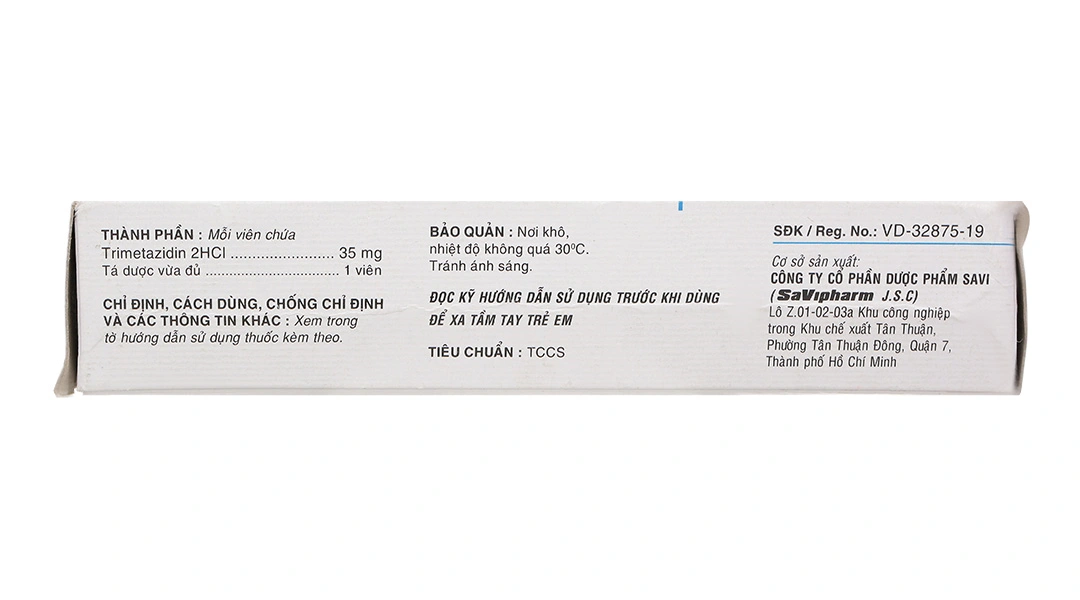 Savi Trimetazidine 35MR hỗ trợ điều trị triệu chứng bệnh đau thắt ngực (3 vỉ x 10 viên) - 3