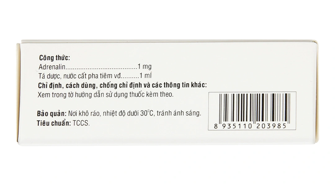 Dung dịch tiêm Adrenalin Vinphaco 1mg/1ml hồi sức tim phổi, cấp cứu (2 vỉ x 5 ống) - 2
