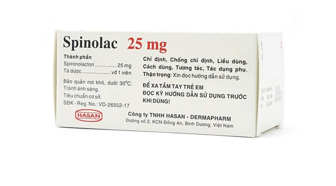 Spinolac 25mg Hasan trị phù do suy tim sung huyết (10 vỉ x 10 viên) - 1