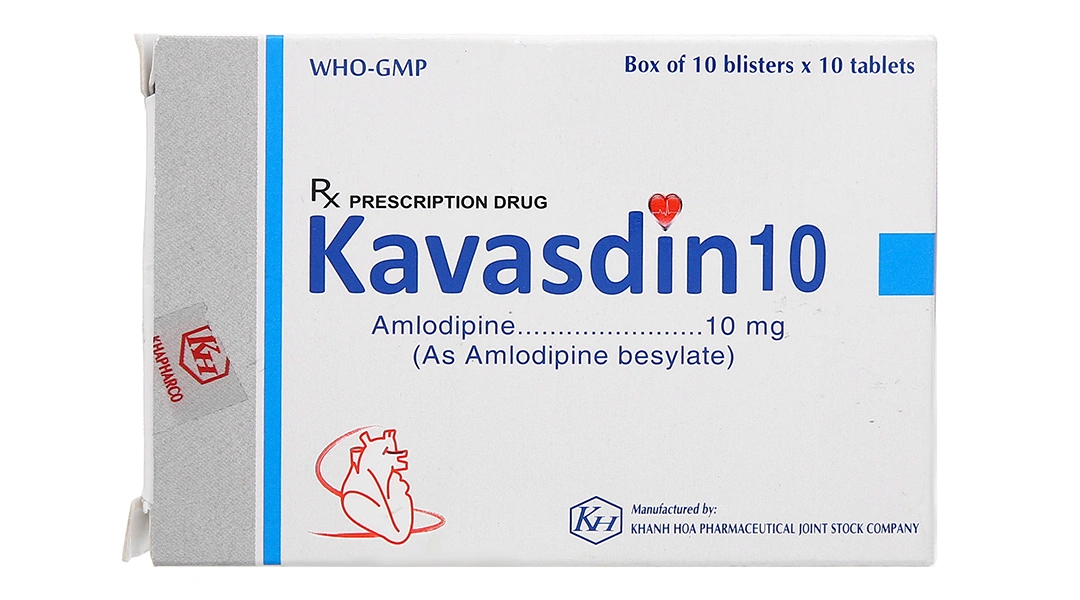 Kavasdin 10 điều trị tăng huyết áp, đau thắt ngực (10 vỉ x 10 viên) - 1