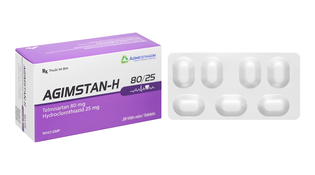 Agimstan-H 80/25 Agimexpharm trị tăng huyết áp vô căn (4 vỉ x 7 viên) - 