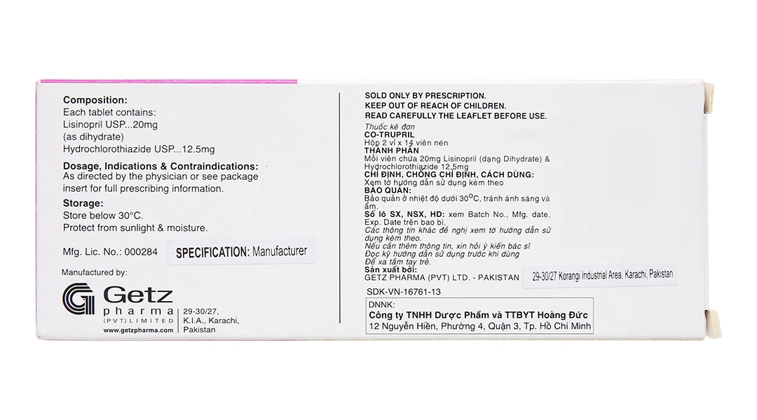 Co-Trupril 20mg/12.5mg trị tăng huyết áp nhẹ và vừa (2 vỉ x 14 viên) - 1
