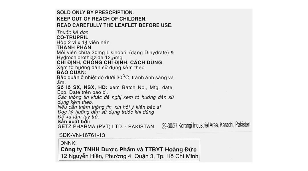 Co-Trupril 20mg/12.5mg trị tăng huyết áp nhẹ và vừa (2 vỉ x 14 viên) - 3