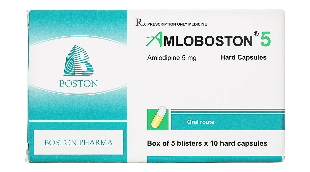 Amloboston 5 trị tăng huyết áp, đau thắt ngực (5 vỉ x 10 viên) - 1