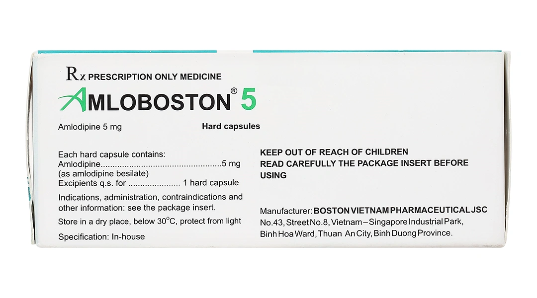 Amloboston 5 trị tăng huyết áp, đau thắt ngực (5 vỉ x 10 viên) - 3