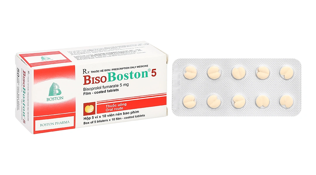 Bisoboston 5 trị tăng huyết áp, đau thắt ngực (5 vỉ x 10 viên) - 