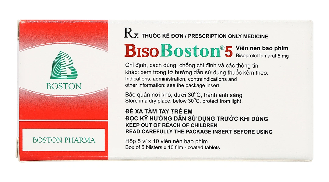 Bisoboston 5 trị tăng huyết áp, đau thắt ngực (5 vỉ x 10 viên) - 1