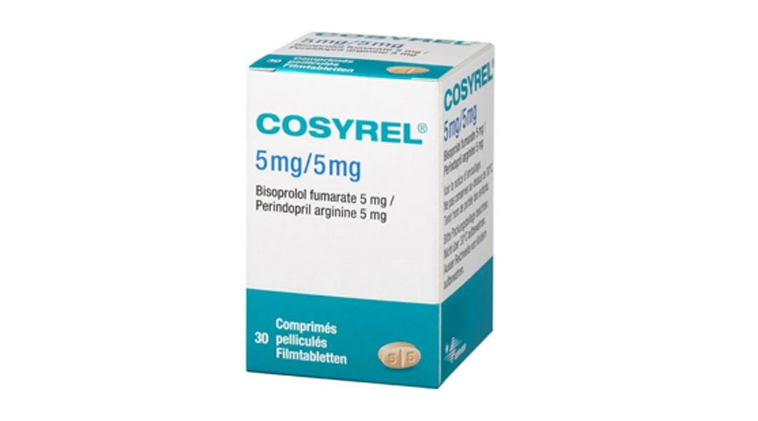 Cosyrel 5mg/5mg trị tăng huyết áp, suy tim mạn tính lọ 30 viên - 