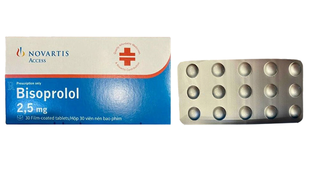 Bisoprolol Novartis 2.5mg trị tăng huyết áp, đau thắt ngực (2 vỉ x 15 viên) - 