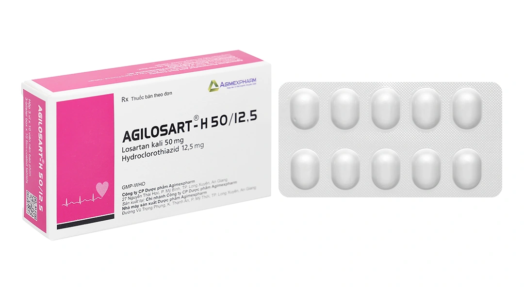 Agilosart-H 50/12.5 trị tăng huyết áp vô căn (3 vỉ x 10 viên) - 