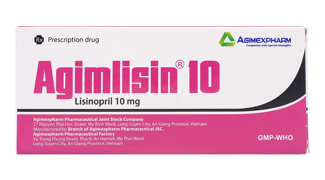 Agimlisin 10mg trị tăng huyết áp, suy tim, bệnh thận do đái tháo đường (3 vỉ x 10 viên) - 1