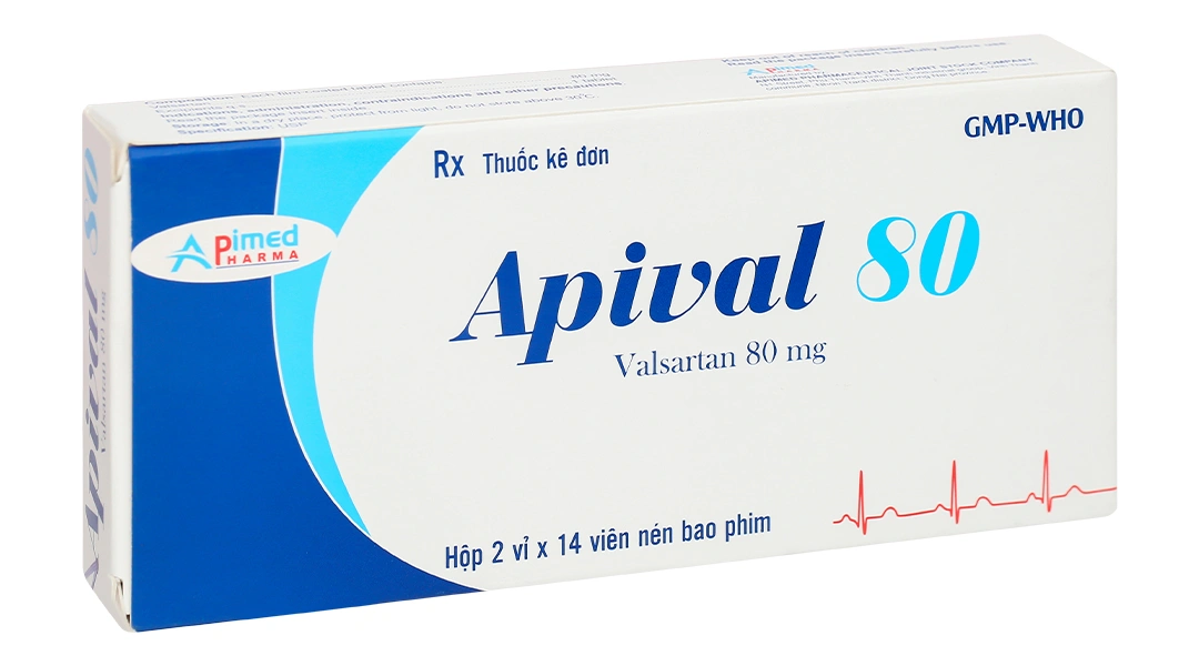 Apival 80 trị tăng huyết áp, suy tim (2 vỉ x 14 viên) - 