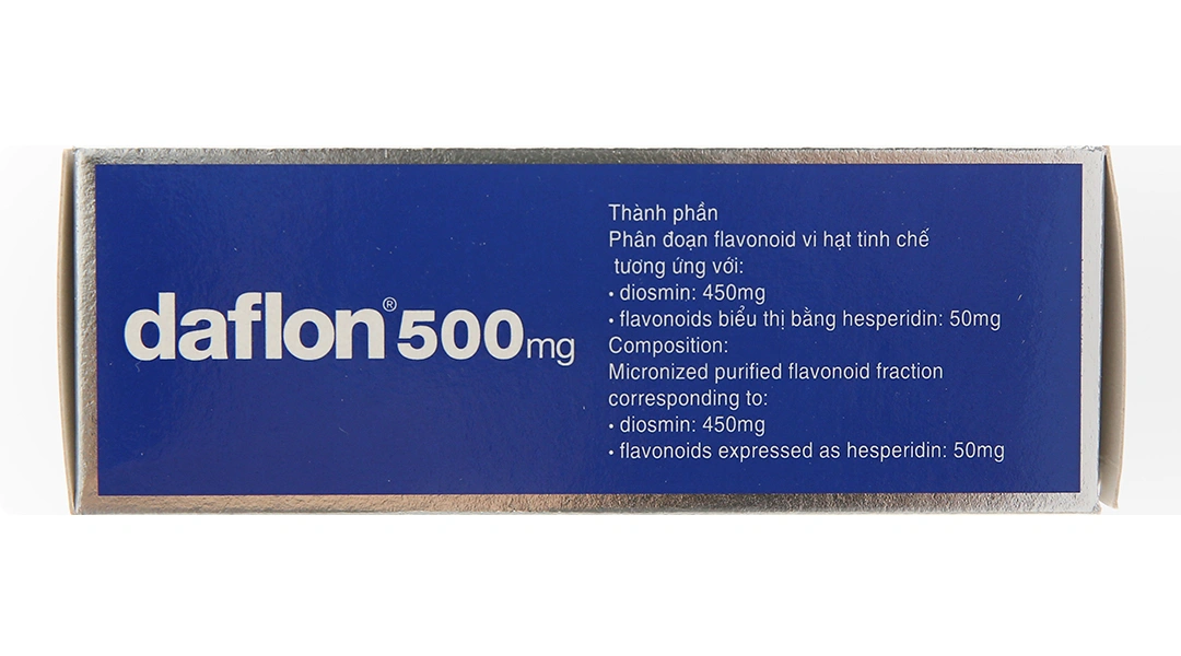 Daflon 500mg trị rối loạn tuần hoàn tĩnh mạch và các triệu chứng trĩ cấp (4 vỉ x 15 viên) - 1