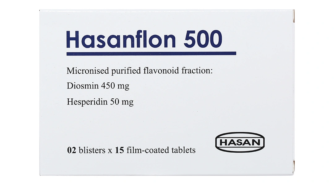 Hasanflon 500 trị triệu chứng suy giãn tĩnh mạch, trĩ (2 vỉ x 15 viên) - 2