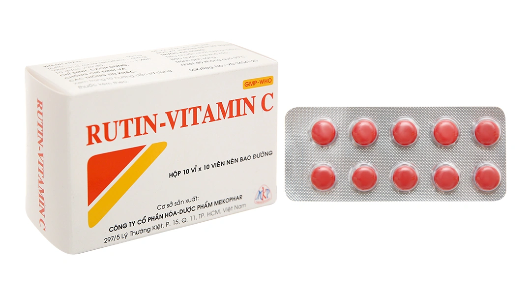 Rutin-Vitamin C trị trĩ, suy giãn tĩnh mạch (10 vỉ x 10 viên) - 