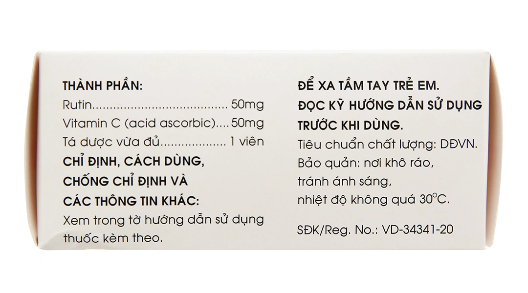 Rutin-Vitamin C trị trĩ, suy giãn tĩnh mạch (10 vỉ x 10 viên) - 2